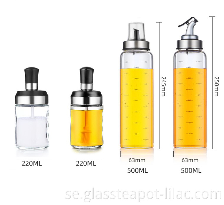 Syren GRATIS Sample 220ml+550ml 2021 ny handgjord borosilikat, pressa och mäta vinägerburk och chiliolja dispenser med borste